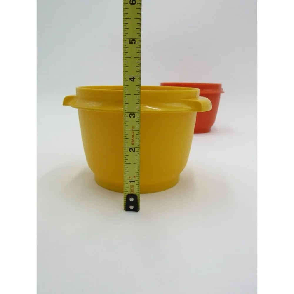 Tupperware Servalier 886 Orange Yellow Harvest Bowls Vintage 70s Retro Soup Cup